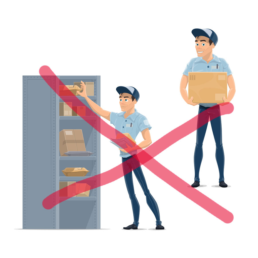 Packages are not handled by humans